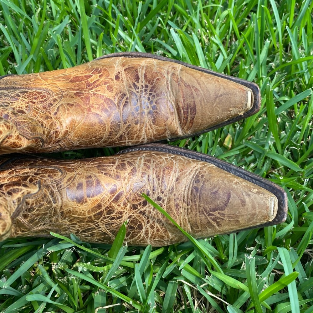 Lucchese 1883 Womens Autumn Dry Leaf Embossed Leather Snip Toe Cowboy Boots 6.5B - Picture 12 of 12